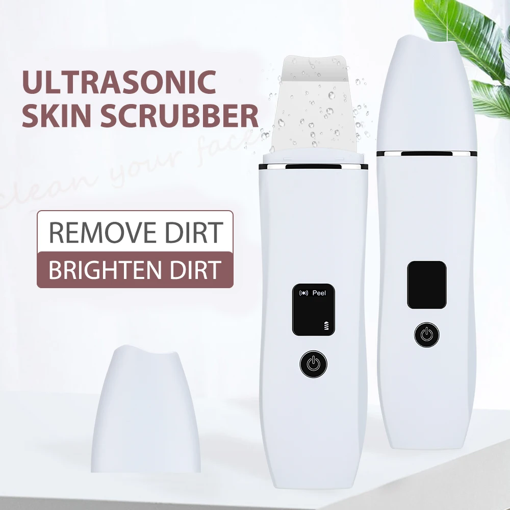 Ultrasonic Skin Scrubber Blackhead Remover Facial Cleanser 4 Modes Peeling Shovel Face Lifting Tool EMS Spatula Deep Cleansing