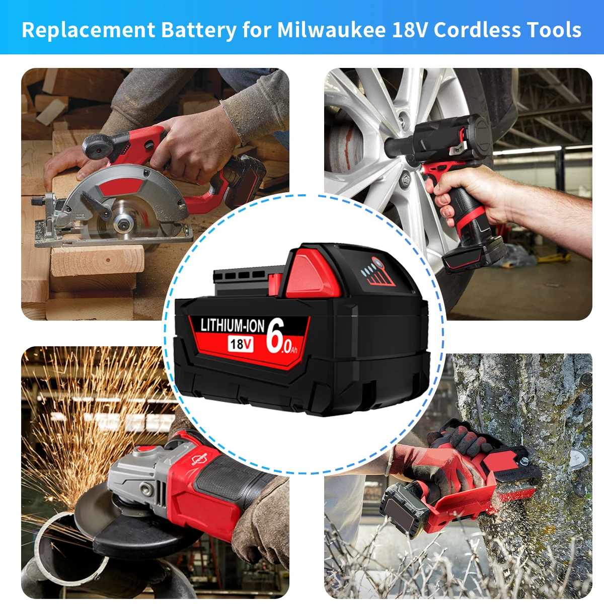 Batería de repuesto original para Milwaukee M18, pila de litio 9,0, 6,0 AH de Capacidad extendida XC 48-11-1860