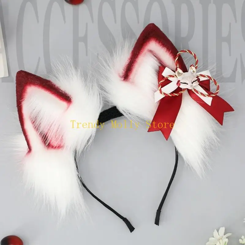 N5KB 충전식 헤드 밴드 애니메이션 야수 귀 머리 대역 파티 의상 머리 장식 여성 소녀 코스 플레이 헤드 기어 귀여운 머리 액세서리