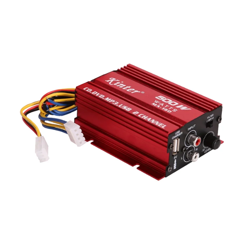 Pop KINTER Car Audio Amplifier 12V Cable 2 Channels Mini Stereo Amplifier Amp Subwoofer USB Port Mp3 Car Audio Amplifier
