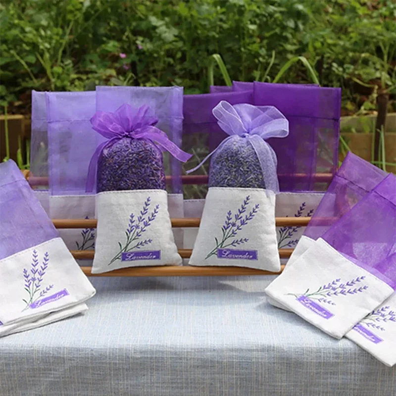 10/20/30 قطعة أكياس فارغة حقيبة زهرة الطباعة الخزامى العطر أكياس أكياس لتخزين الزهور الجافة الرباط العطر الحقيبة