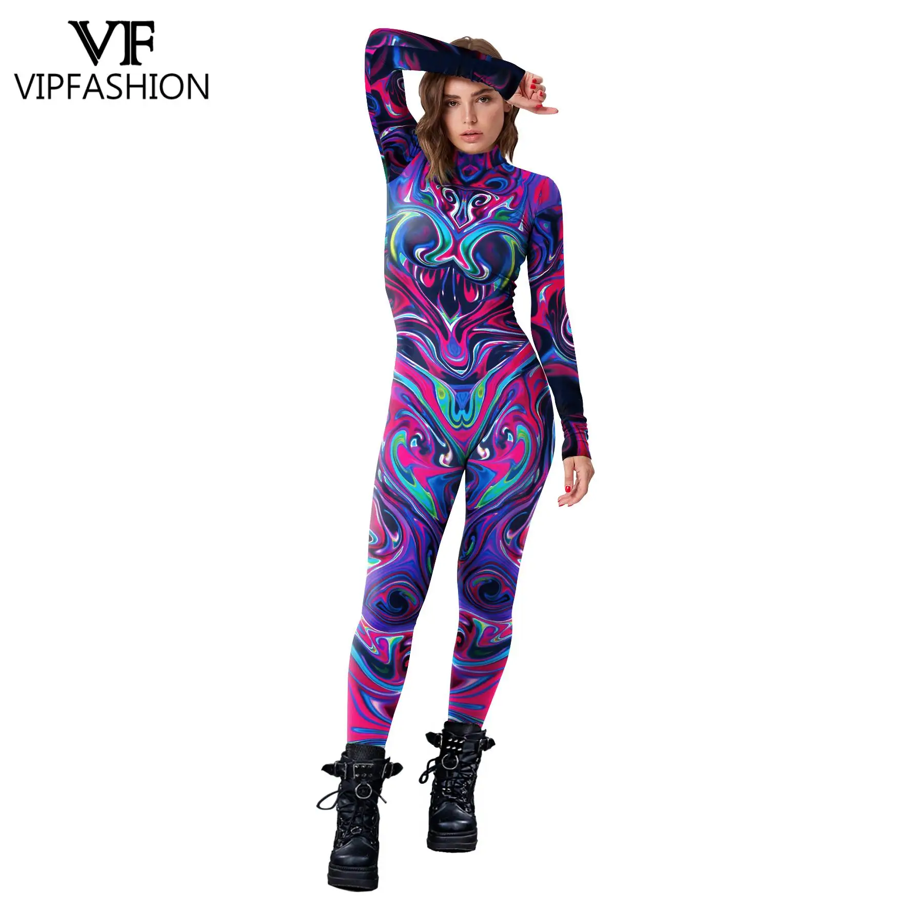 VIP แฟชั่นฮาโลวีนชุดคอสเพลย์ Carnival Performance Zentai เซ็กซี่ Slim Jumpsuit Catsuit บอดี้สูทชุดแฟนซี