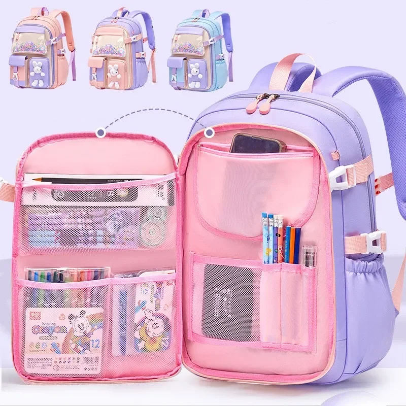 Basisschool Schooltas Meisje Schooltas Schattige Lichtgewicht Kinderrugzak Kawaii Waterdichte Schooltas Grote Capaciteit Rugzak