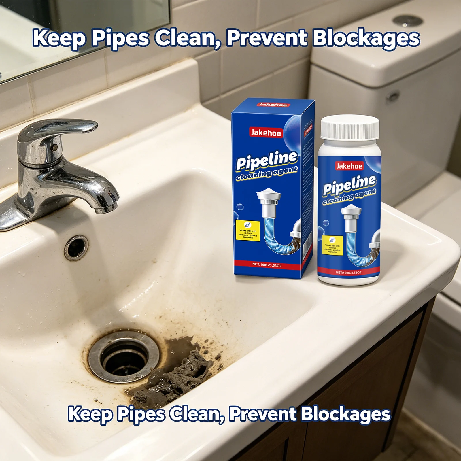 Pipeline Dredging Powder Removing Blockages Dissolving Oil Stains& Hair Eliminating Odors Freshing Household Pipeline Unclogger