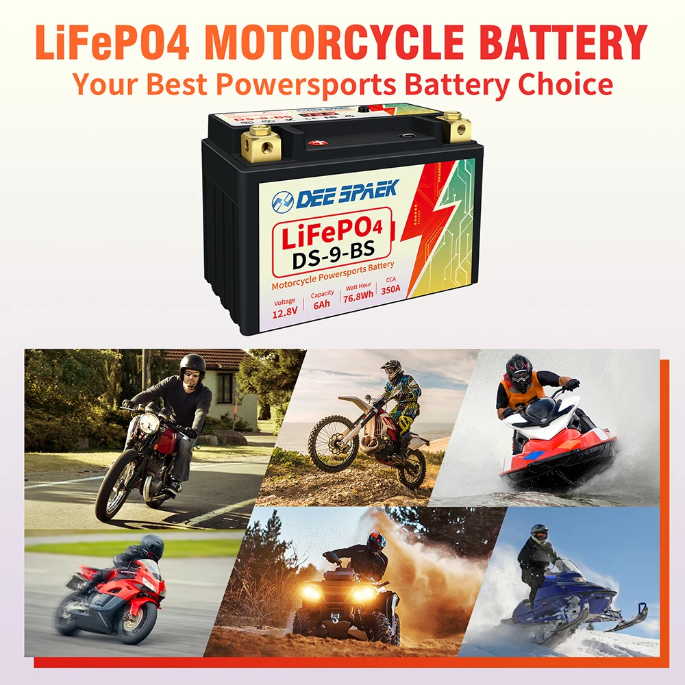 Europejski YTX9-BS magazynowy 12V CCA 350A 6Ah LiFePO4 rozrusznik motocyklowy bateria z systemem BMS litowy do Jet Ski ATVs