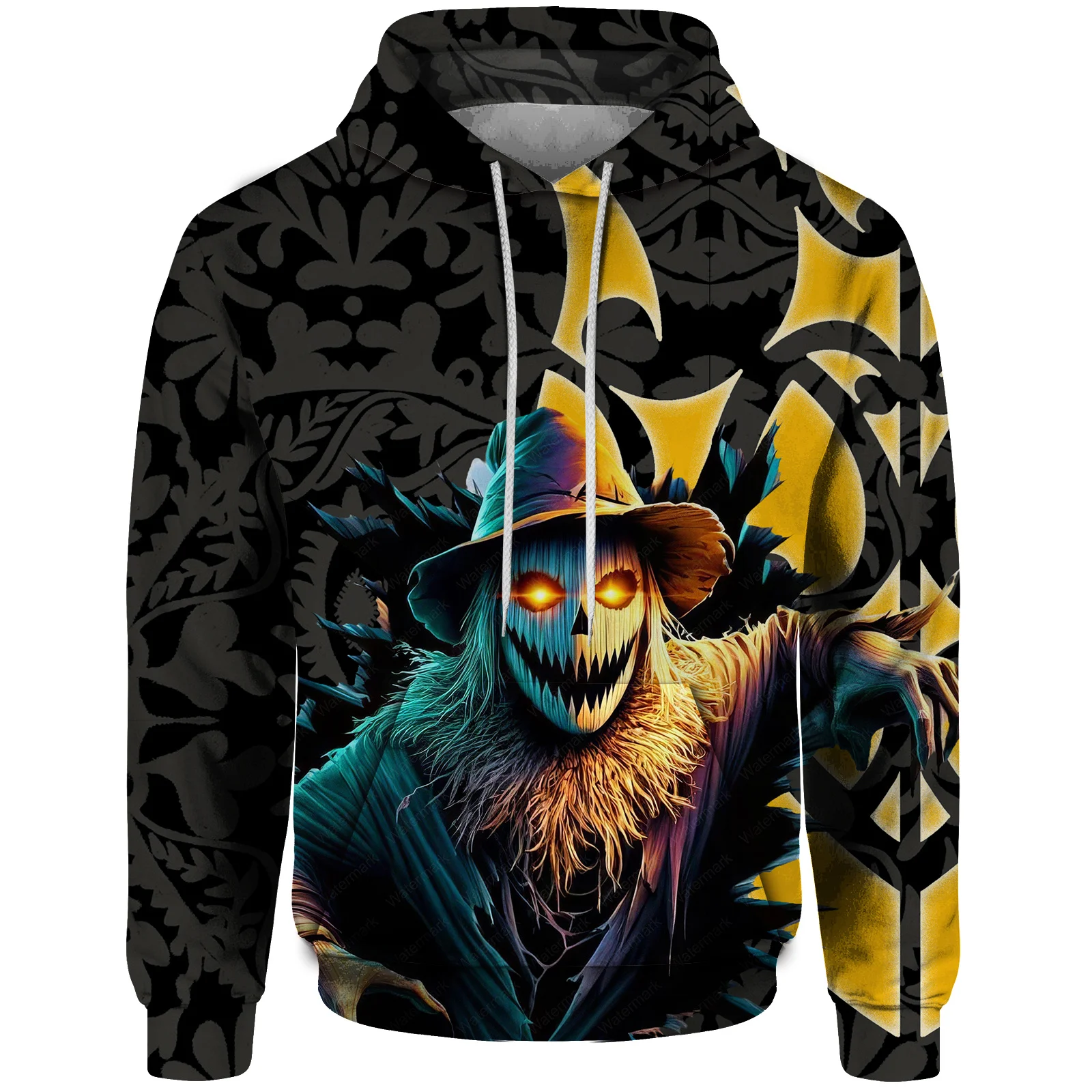 Hoodie Men Fashion Casual 3D Halloween Motif Elements Graphic Print Hoodies Oversized Long Sleeve Hoodie Men's Graphic Clothing