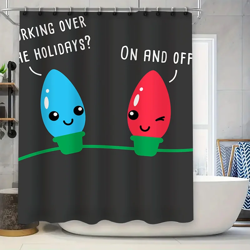 

Яркие рождественские световые украшения, занавеска для душа, праздничное праздничное украшение для дома для ванной комнаты, дизайн синих и красных огней 69x72