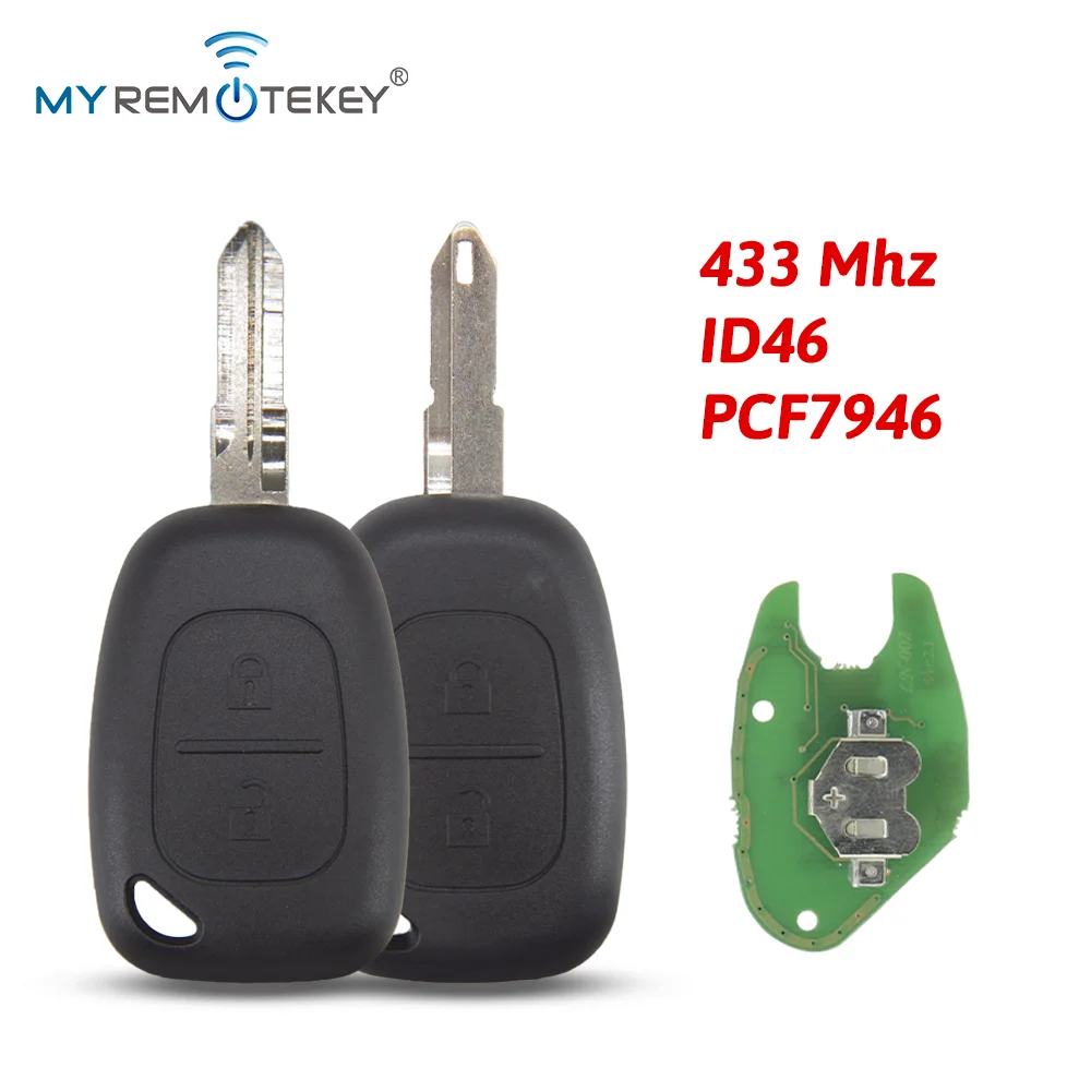 MYREMOTEKEY 2 Button Remote Key Ne73 VAC102 Blade 433mhz ID46 Chip Transmister for Renault Traffic Master Vivaro Movano Kangoo