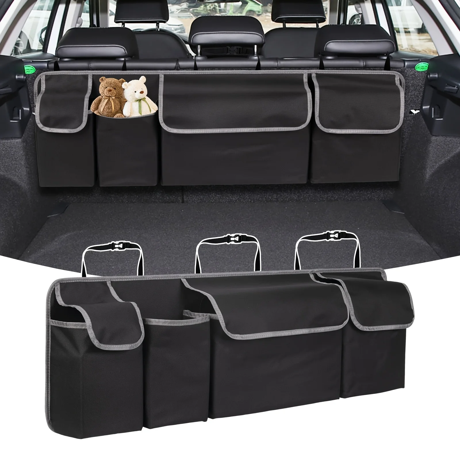 Multifunctional Oxford Cloth Car Trunk Storage Bag Rear Seat Back Hanging Vehicle Organizer Box for Automobile Interior