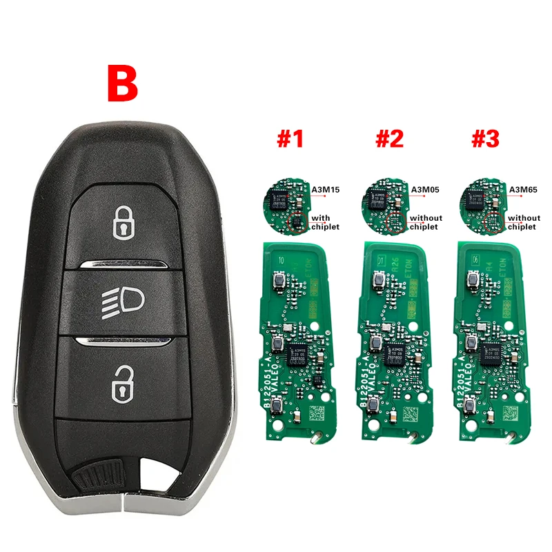 CN009047 OEM A3M15 A3M05 A3M65 Chip FCC IM3A For 2020 Peugeot 5008 508 Smart Key PCB 3 Buttons IM3A AES NCF29A1434MHz Keyless Go