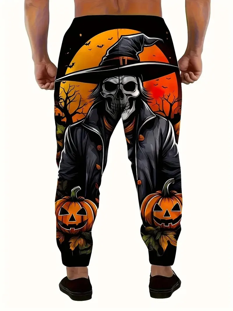 The new men's trousers for Spring and Autumn 2025 feature street casual fashionable sporty and breathable 3D skull print