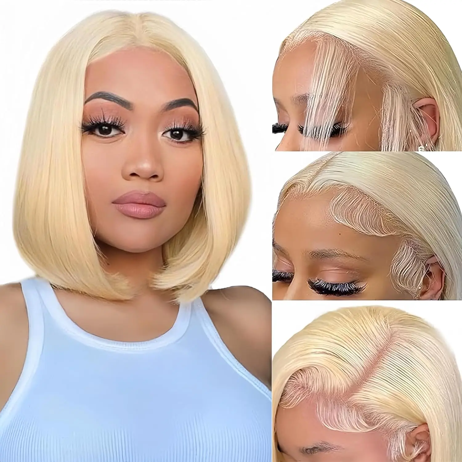 

Blonde Hair Straight Bob Wigs 100% Human Hair Wigs Natural Hair Line Pre Plucked 613 Hair Wigs Bob Transparent Lace Wigs