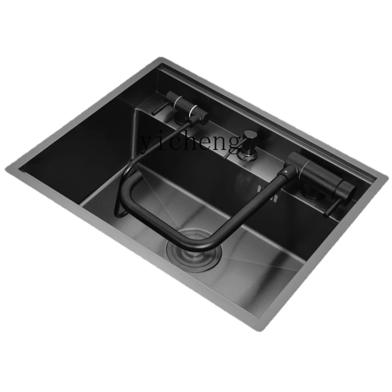 

Zc Hidden Sink Nano Black 304 Stainless Steel Sink Single Sink Mini with Cover Plate Zhongdao Tea Room