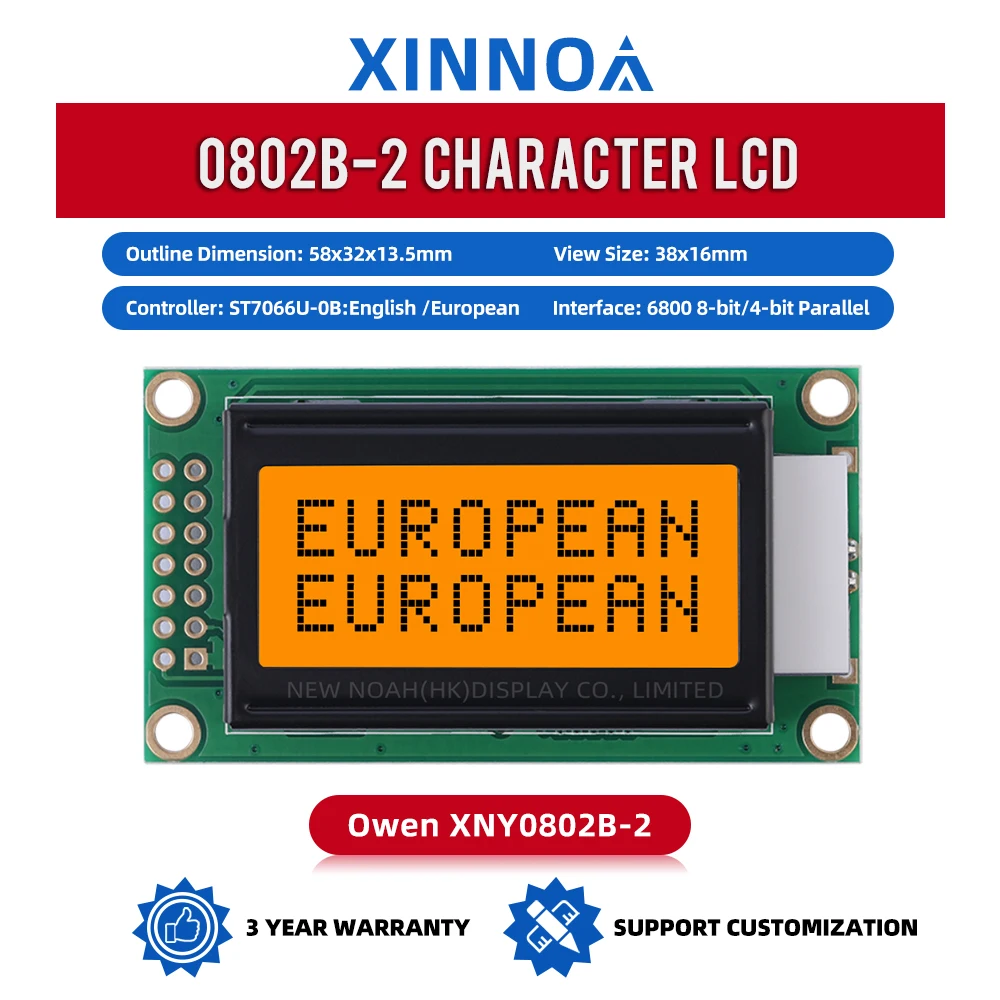 European Orange Light Black Letters 0802B-2 LCD Module 0802 8X2 Controller ST7066 In Stock Direct ShipPINg Multilingual Module