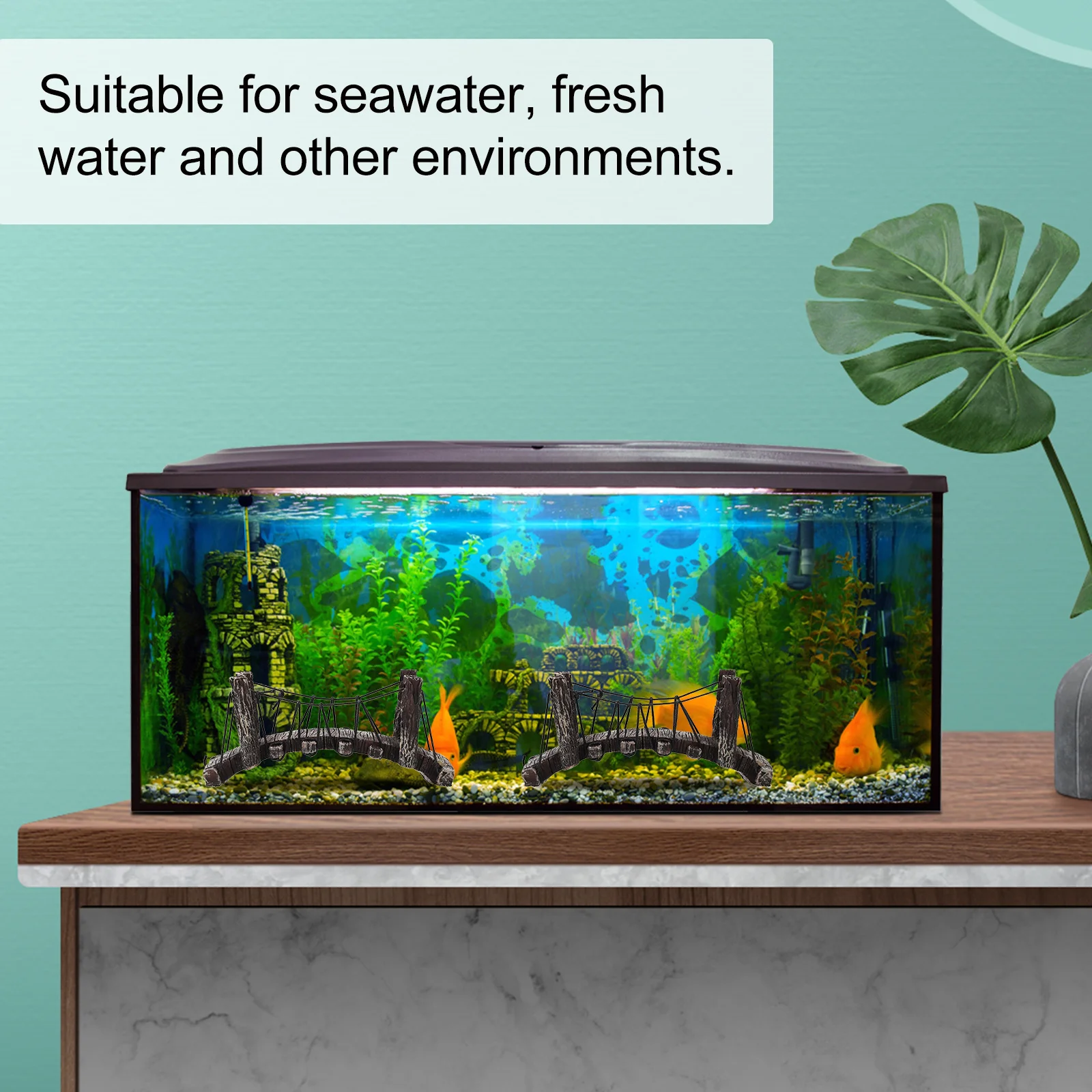 

Aquarium Resin Bridge Ornament for Fish Tank Decoration Lifelike Landscape Design Suitable for Vivarium Turtle Climbing