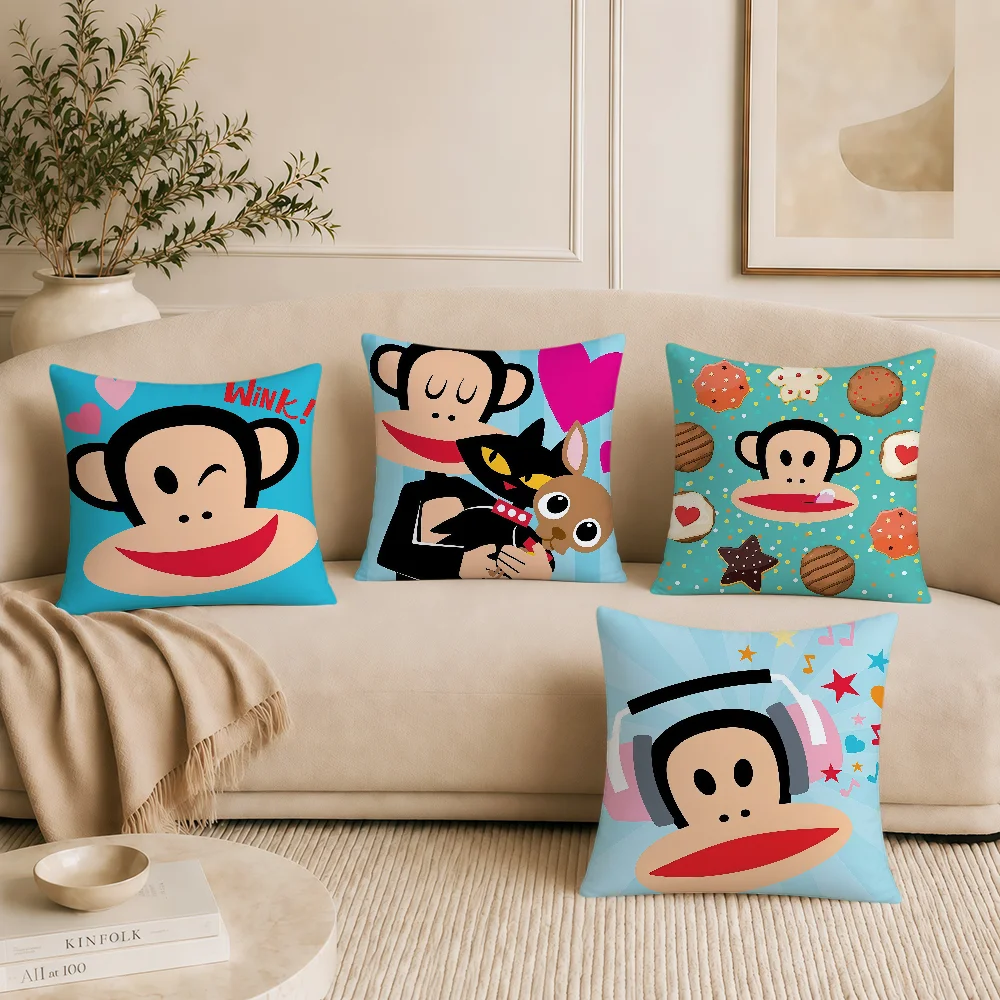 Fashion Fun Monkey Art Music P-paul F-frank Cushion Cover Soft Pillowcase Sofa Home Living Room Decor Bed Hogar Pillowcover Gift