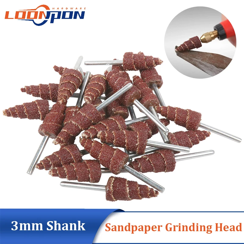 10mm/12mm Cone Shape Mounted Point Grinding Head Sandpaper Flap Sanding Wheel 80#With 1/8