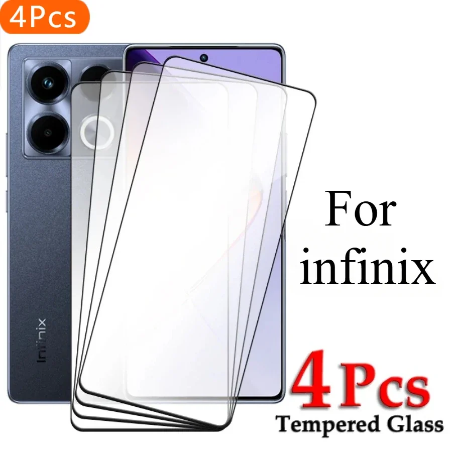 

4PCS For Infinix Note 40 Pro 40S 40X Tempered Glass For Infinix Note 30 12i 2022 12 11 10 Pro 11i 10i 9i 8i 11S Protective Glass