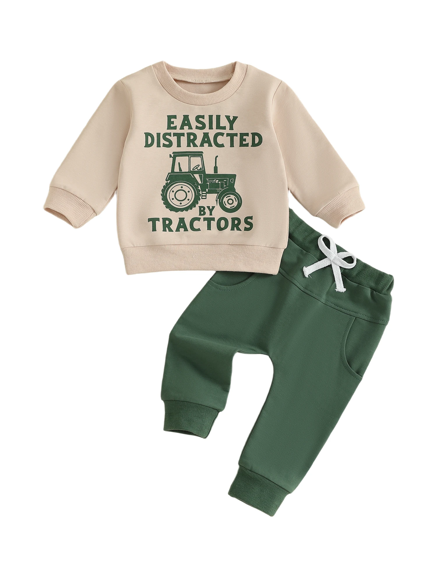 

Infant Boy s Cozy Winter Outfit with Cute Tractor Design Warm Sweatshirt and Stylish Joggers for Fall Season