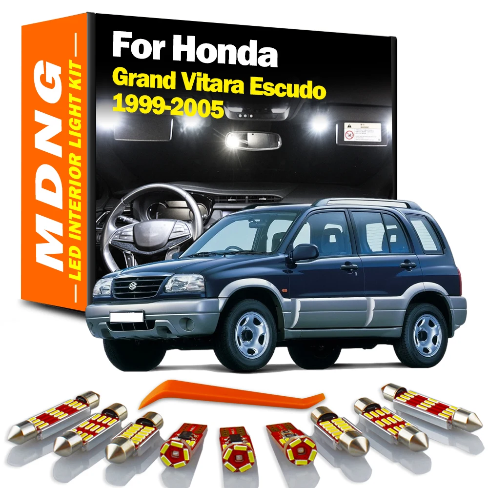 MDNG 12Pcs Canbus Lampa wewnętrzna do Suzuki Grand Vitara Escudo 1999 2000 2001 2002 2003 2004 2005 Żarówki samochodowe LED Zestaw oświetlenia wewnętrznego