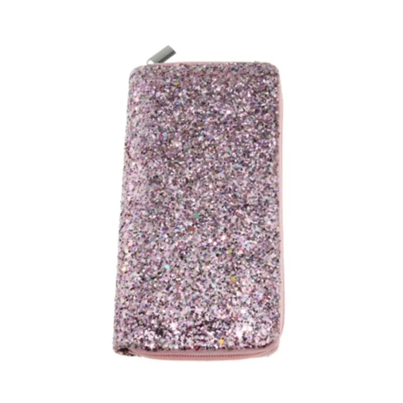 Fashion Laser Women Sequins Long Wallets PU Leather Zipper Glitter Purses Money Phone Card Holders Girls Elegant Clutch Bag 2024