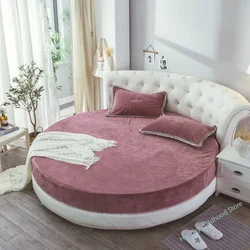 Coral Velvet Round Bed Simple Color Velvet Round Sheet Diameter 200cm-220cm Flannel Sheet Without Pillowcase Winter