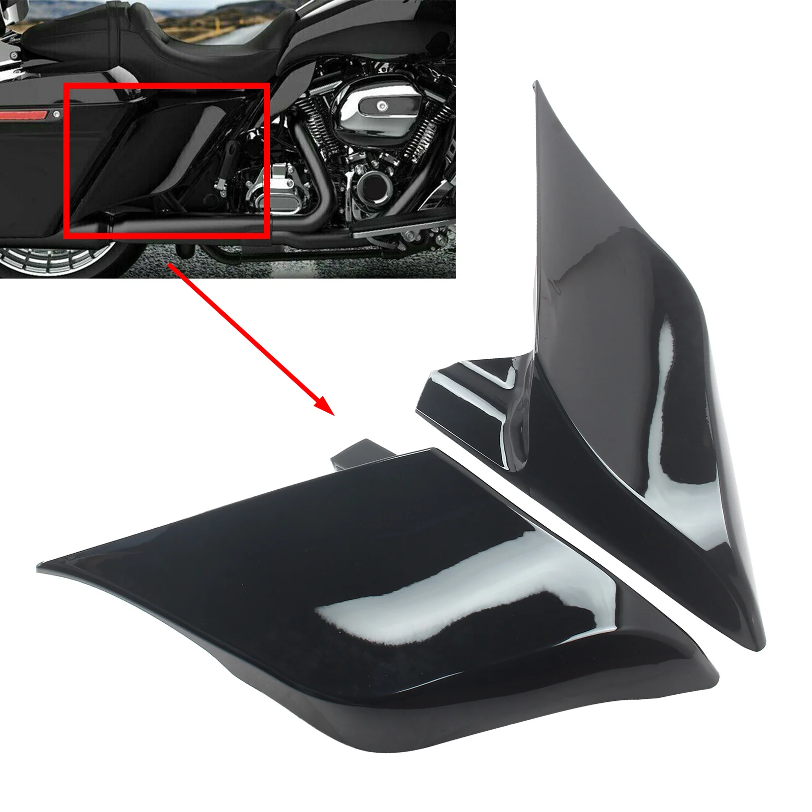 Motorcycle Black Extended Stretched Side Covers For Harley Road King FLHR FLHRXS Electra Glide Street Glide Road Glide FLHTK