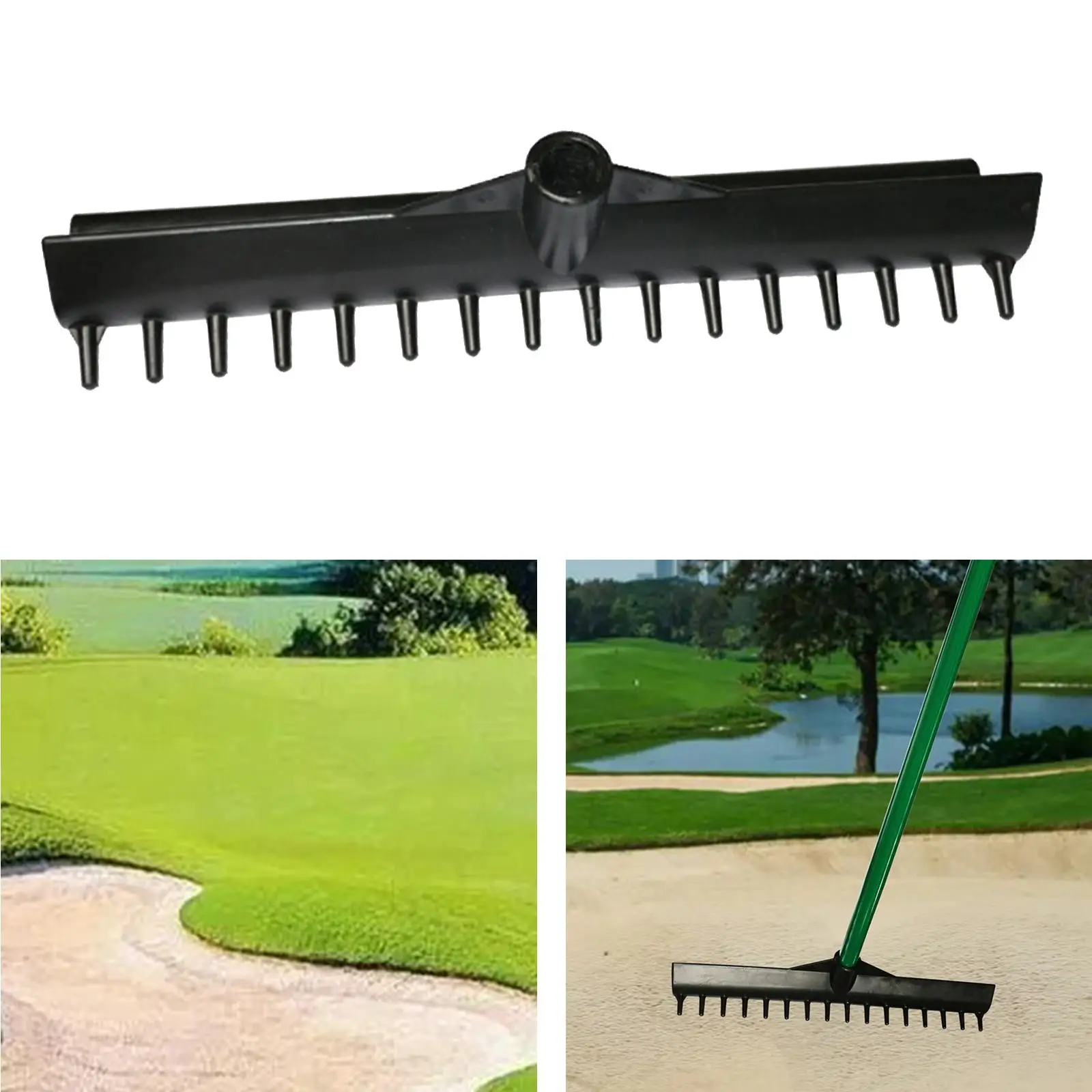 

Personal Golf Bunker Rake Head Pitch Garden Leaves Landscape Raking Tools