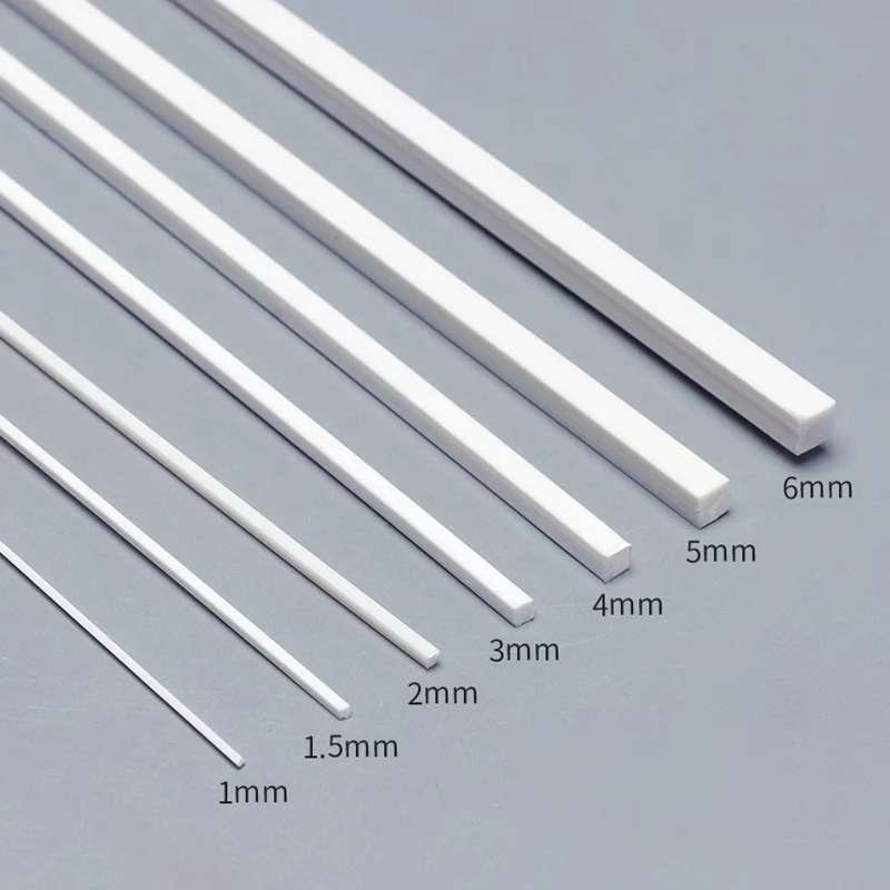 1-50pcs Size 1/1.5/2/3/4/5/6/8/10mm White ABS Square Solid Pipe Tube Length 250mm 500mm Plastic Hard Hose DIY Model Crafts