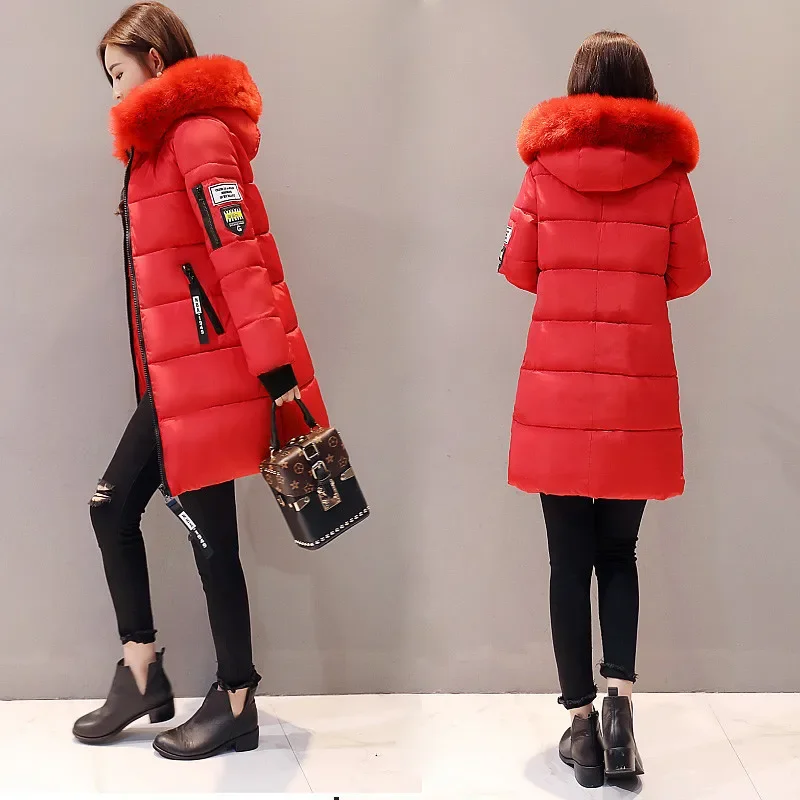 Casaco longo de parka de algodão feminino, casaco casual com capuz de pele, casaco fino, quente e grosso, sobretudo feminino, roupas de inverno, 2022