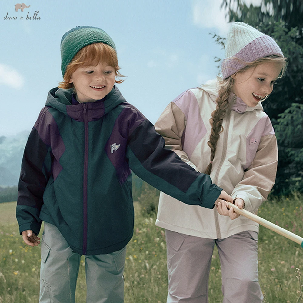 

Dave Bella, зимне-осенняя ветрозащитная куртка для мальчиков и девочек, детская непромокаемая толстовка с капюшоном, флисовая верхняя одежда, детская одежда DK4254289