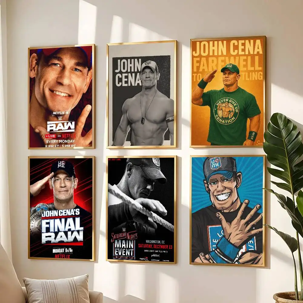 1 Stück Wrestler J-John C-Cena Poster Aufkleber Druck Wasserfeste Wandkunst für Wohnzimmer Schlafzimmer Heimdekoration