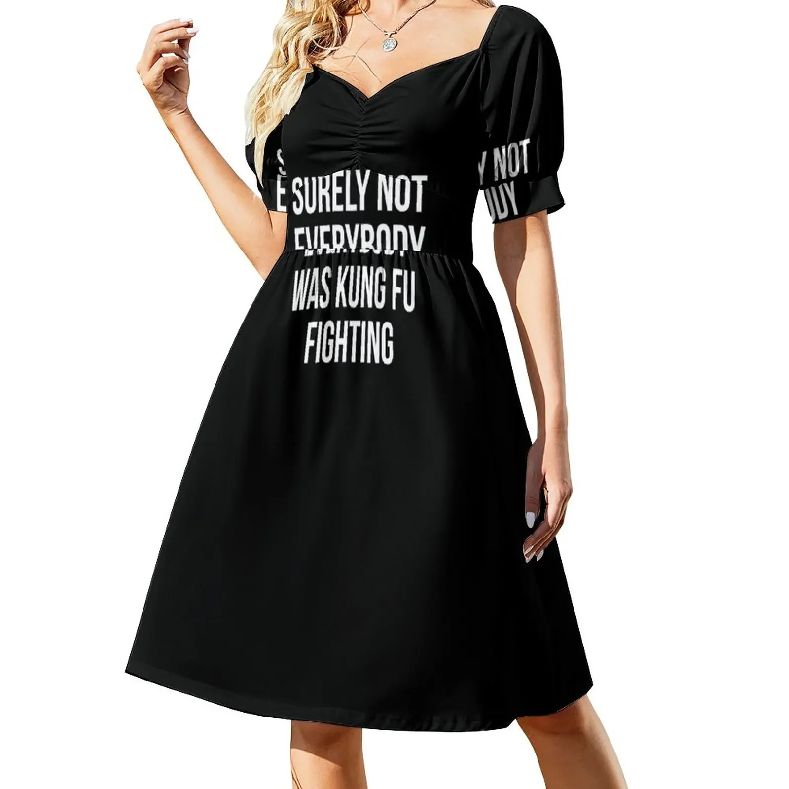 

Surely Not Everybody Was Kung Fu Fighting Short-Sleeved Dress luxury dresses elegant chic women dresses promotion