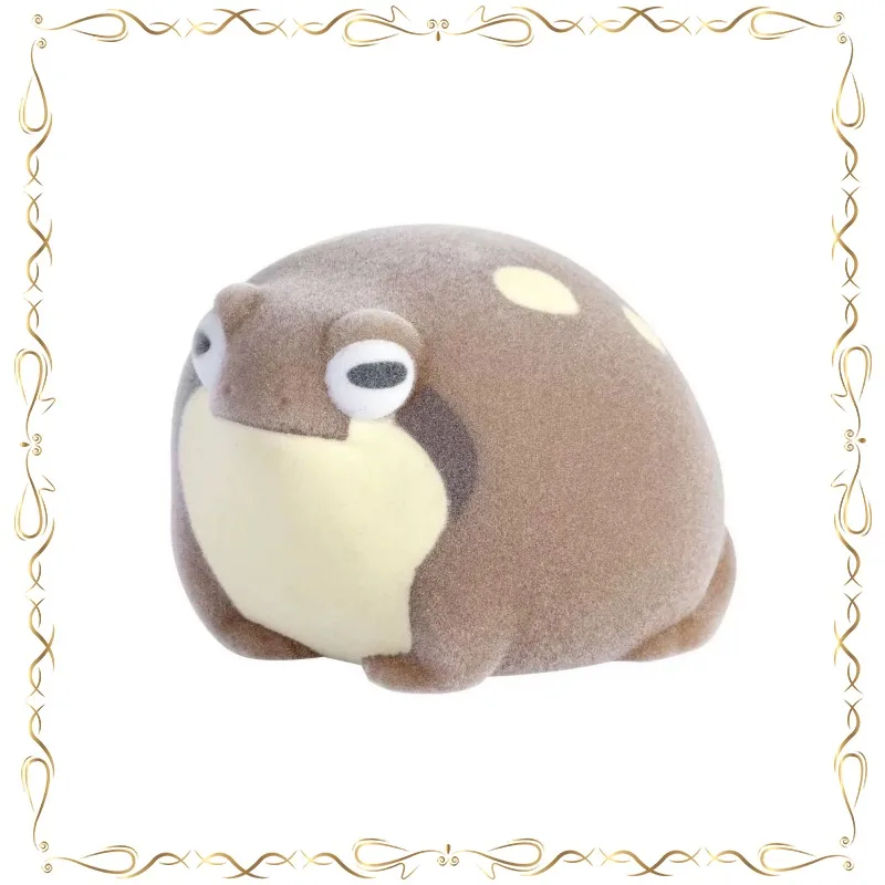 

Gashapon Flocking Black-spotted Frog Kawaii Pinch and Scream Desktop Ornament Action Figure Model Toys