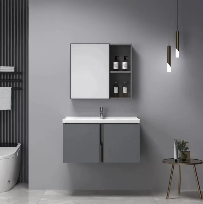 #Wholesale Guangdong Factory PVC Waterproof Hotel Use Luxury Modern Wall-Mounted Ceramic Basin Mirror Bathroom Vanity 3-Year