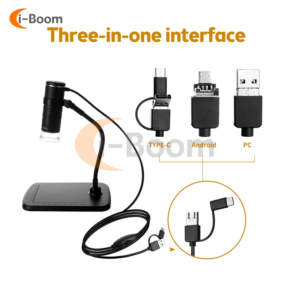 Wireless Digital Microscope Handheld USB HD Inspection Camera 50x-1000x Magnification with Flexible Stand For iPhone iPad PC