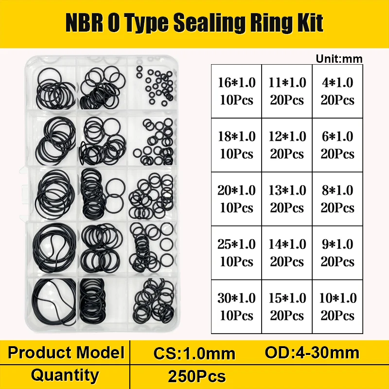 NBR O-Ring Nitrilkautschuk Schwarz O-Ring Öl Verschleißfeste wasserdichte Dichtung Wasserhahn Rohr Auto Sanitär Pneumatische O-Ring Kit – Detail 11