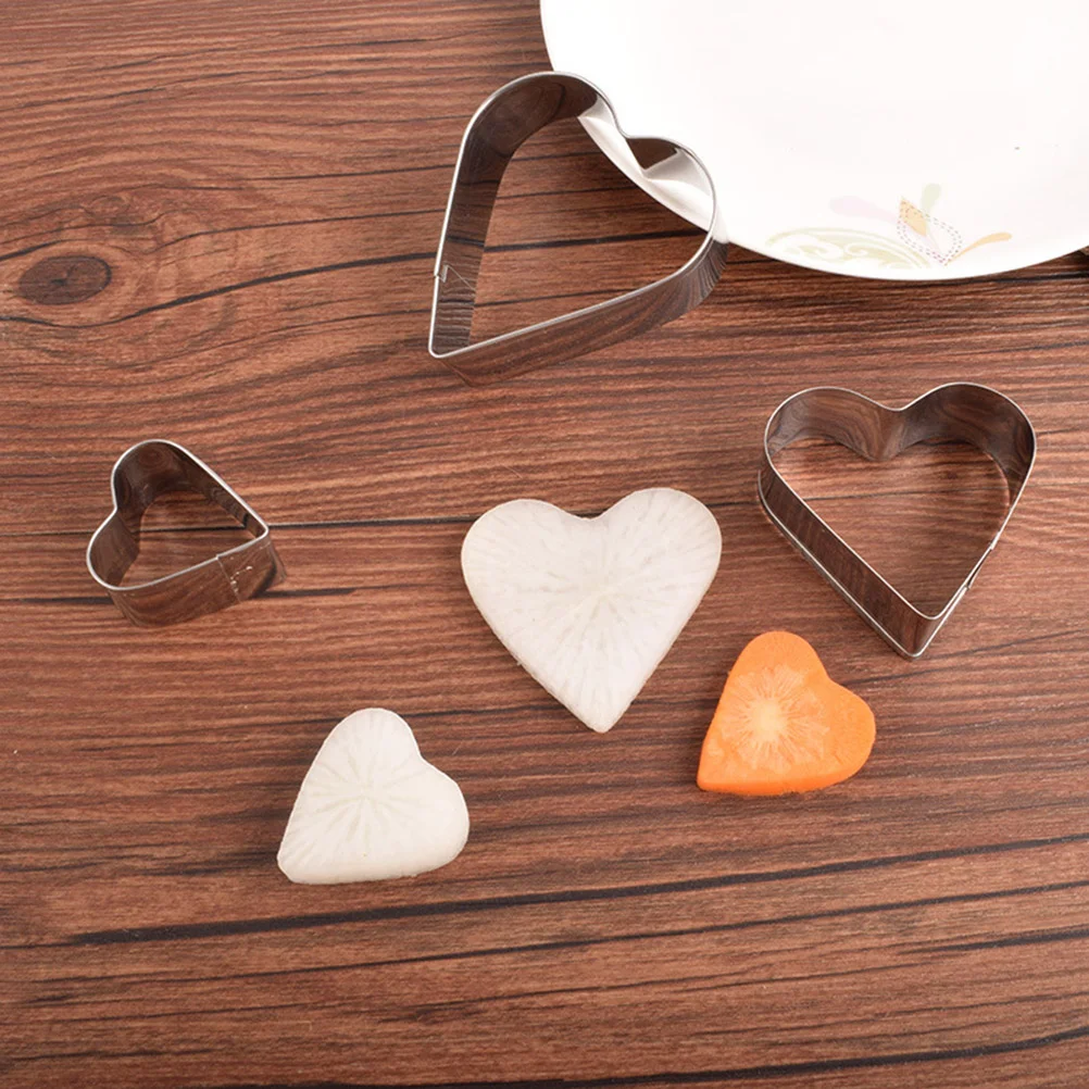 3pcs DIY Baking Mold Stainless Steel Heart Shape Die-cutting Biscuits Cookie Cutters Cake Fondant Shaping Mould Kitchen Tool