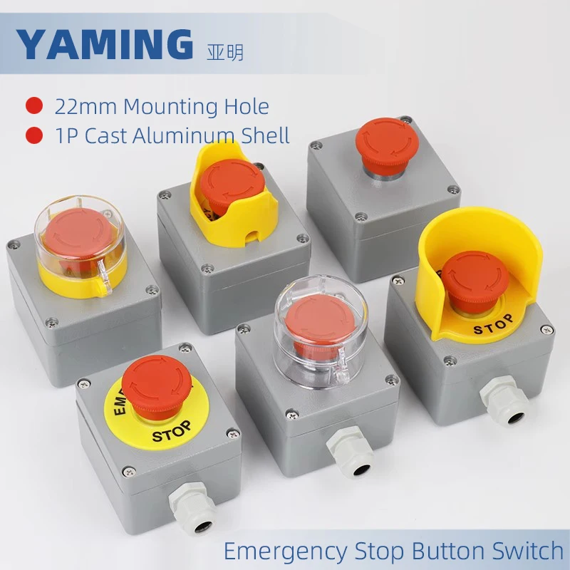 

1P Emergency Stop Button Switch Control Enclosure Elevator Accessory Protective Cover Stop Waterproof Cast Aluminum Box