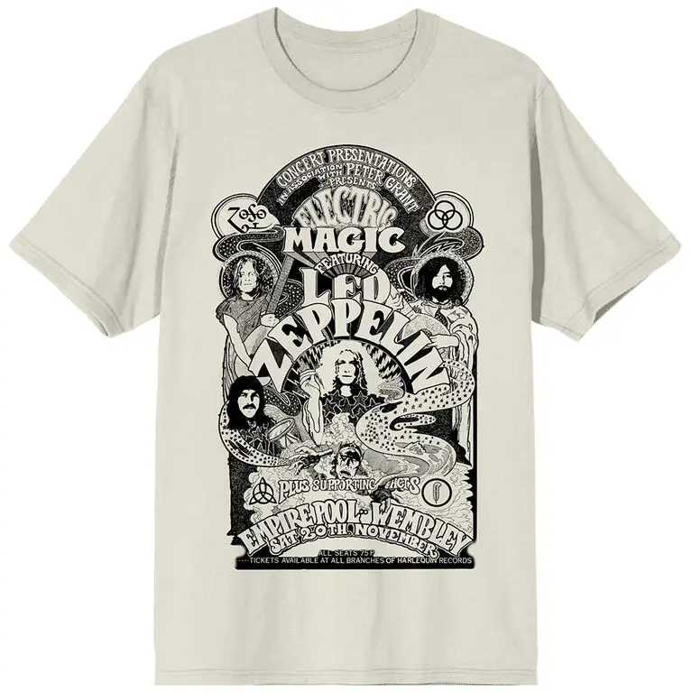 Camiseta masculina com estampa Led Zeppelin Electric Magic Sand, unissex, 100% algodão, gola redonda, manga curta, Y2k, oversized, streetwear, tops