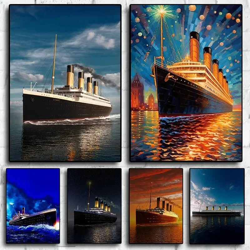Abstract Titanic The Ship that Never Sinks Iconic Seascape Canvas Painting Posters and Prints For Living Room Decoration