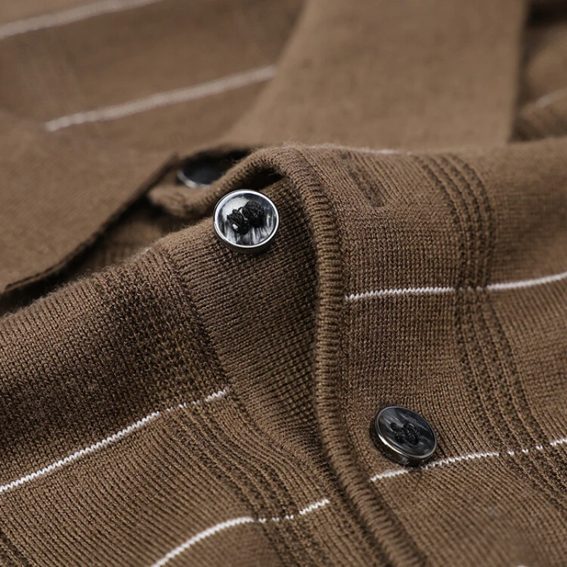 メンズチェック柄ニットプルオーバー、日常着用の多用途セーター、ビジネスカジュアルポロシャツストレッチシャツ、高品質