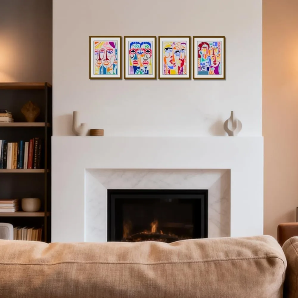 4Pcs Modern Abstract Faces Stencils for Painting
