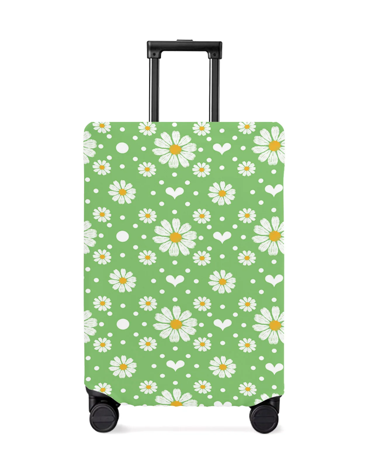 White Daisy Love Green Travel Luggage Cover Elastic Baggage Cover For 18-32 Inch Suitcase Case Dust Cover Travel Accessories