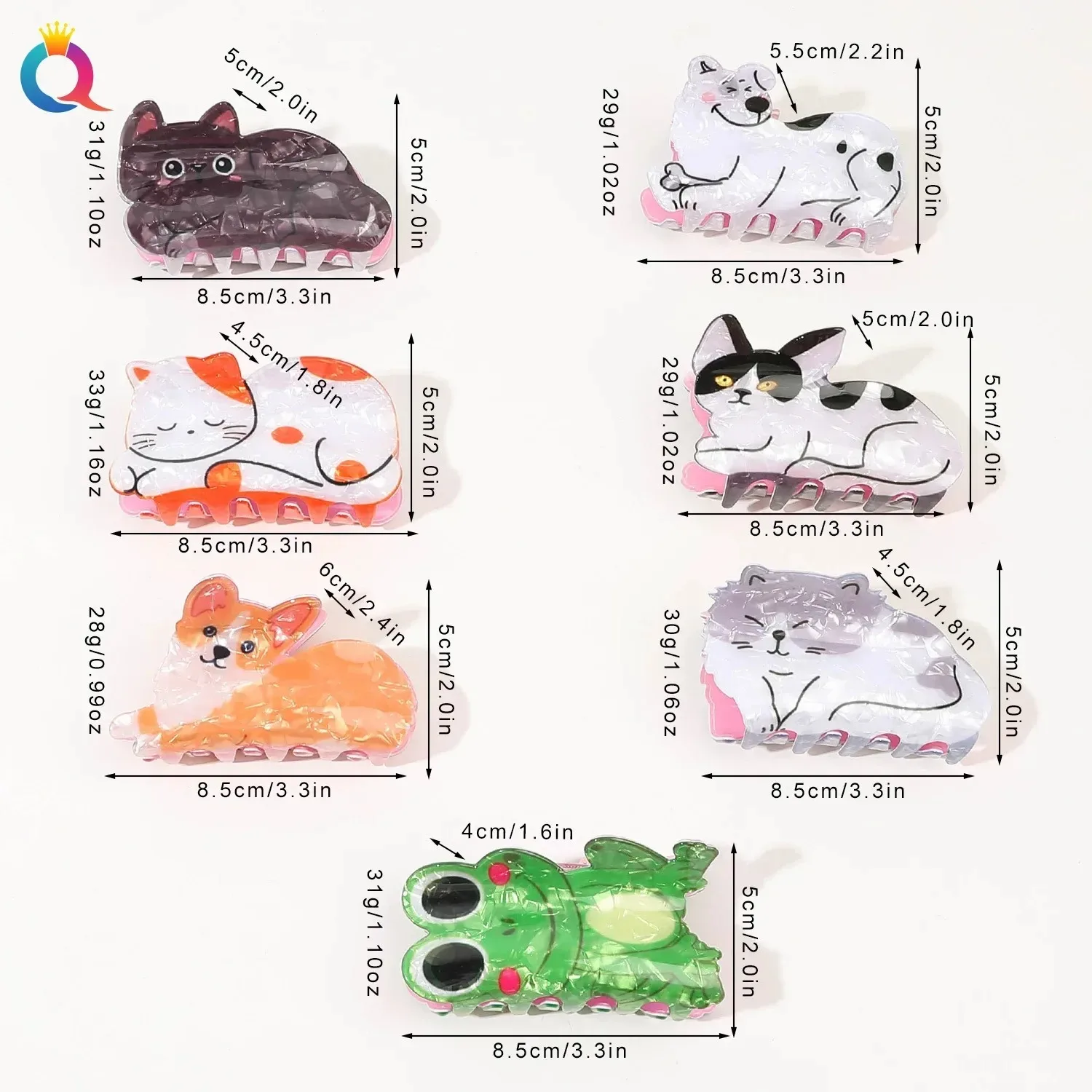 1 pz Cartoon Animal Hair Clip gatti cani rane forcine acrilico artigli per capelli alla moda regalo di compleanno per le vacanze accessori per