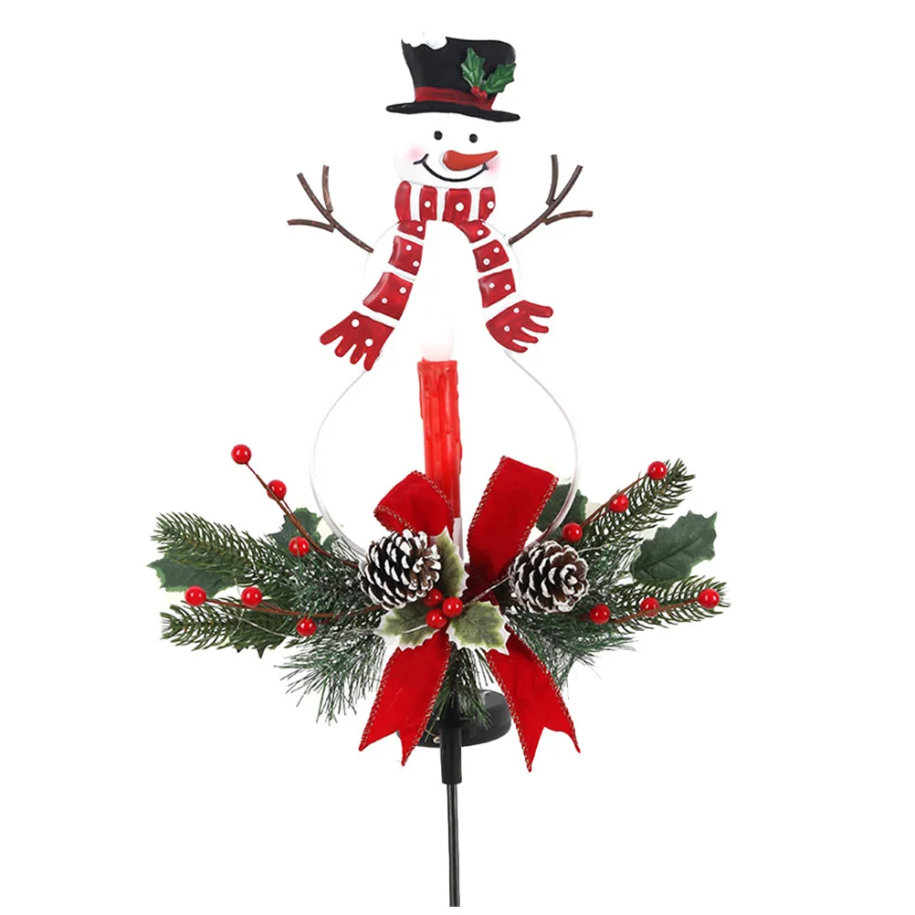 Luz Solar de muñeco de nieve, lámpara LED de jardín con gradiente colorido, decoración navideña para césped, luz de camino impermeable