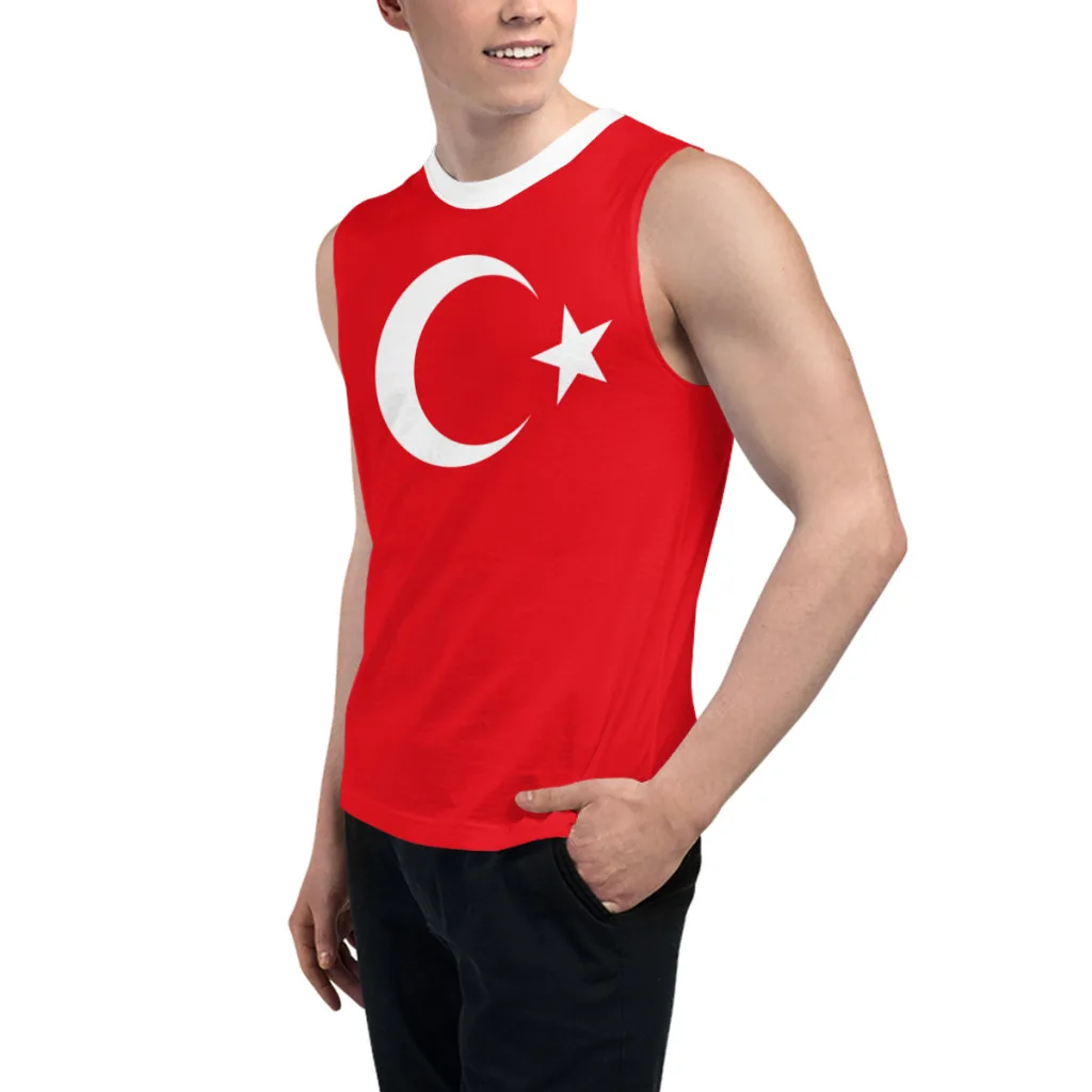 Sleeveless T-shirt Turkey Flag 3D Men's Boys Tshirt Gyms Tank Tops Fitness Joggers Basketball Training Vest
