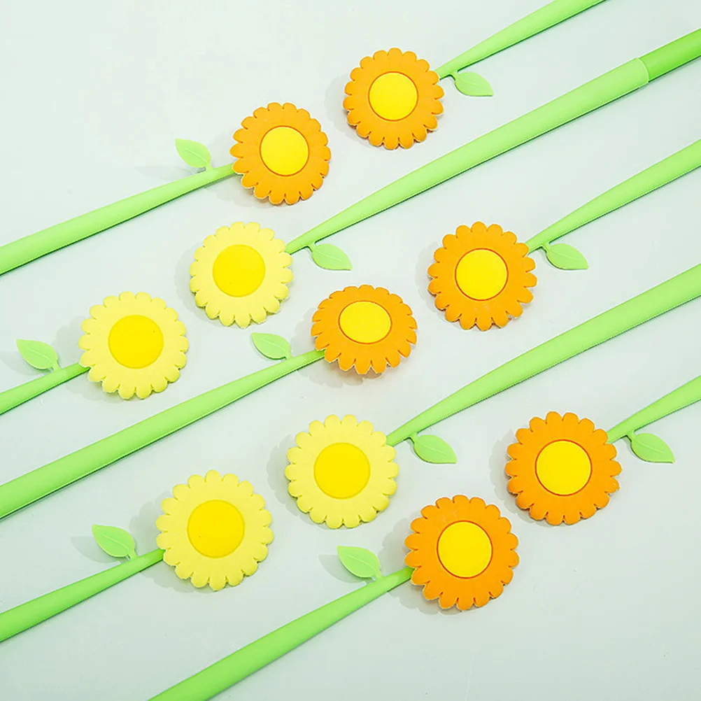 2Pcs Fine Point Pens Simulated Sunflower Pens for Students Testing Solid Material Smooth Writing No Ink Leakage