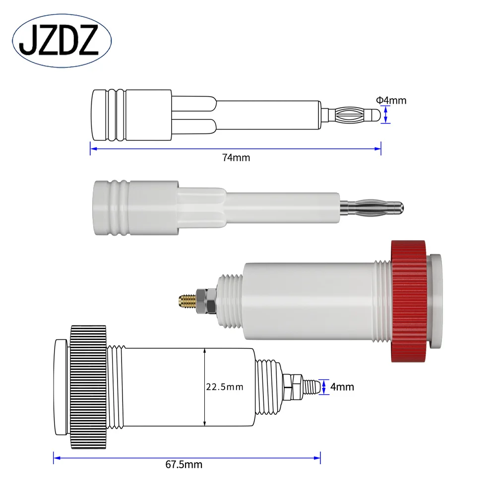 JZDZ 1 Pair 4mm Banana Cross Jack Brass Core 10KV High Voltage Connector Plug and Socket J50039