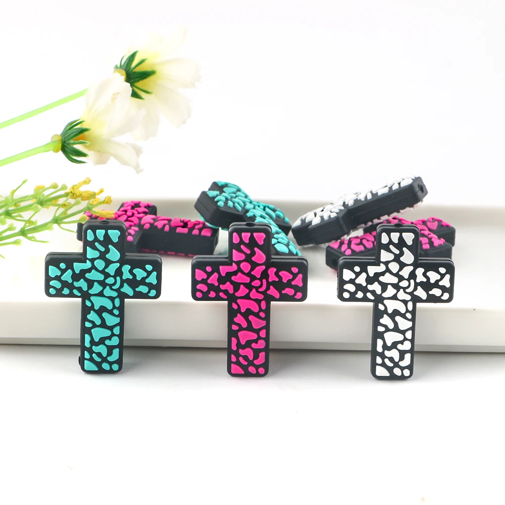 5pcs Silicone New Cross Focus Beads DIY Necklace Bracelet Keychain Pen Handwork Accessories For Jewelry Making
